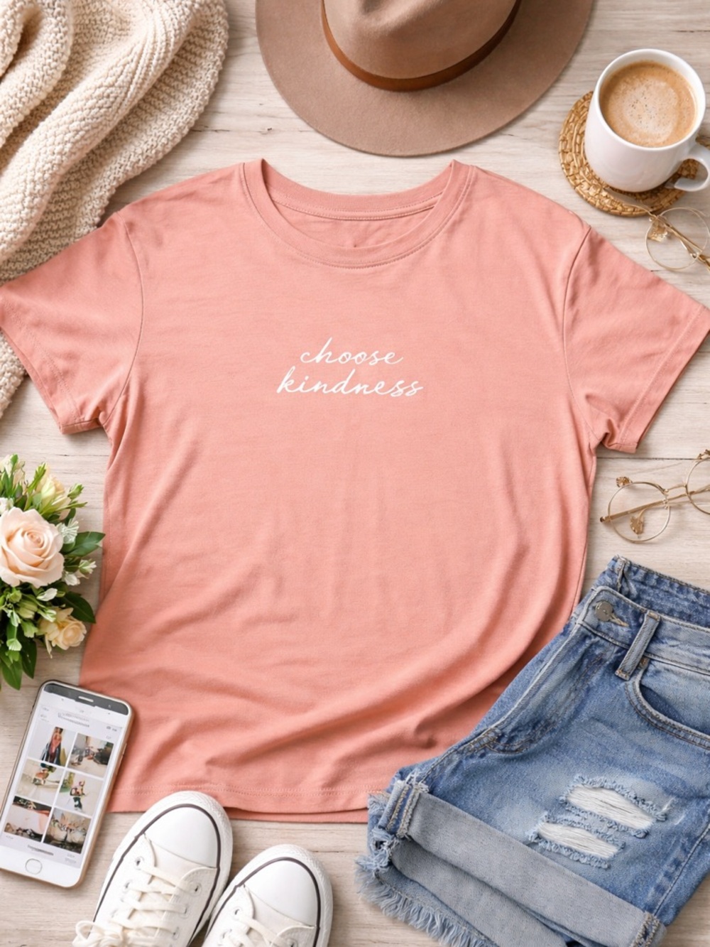 Zoe + Liv 'Choose Kindness' Tee - Dusty Rose